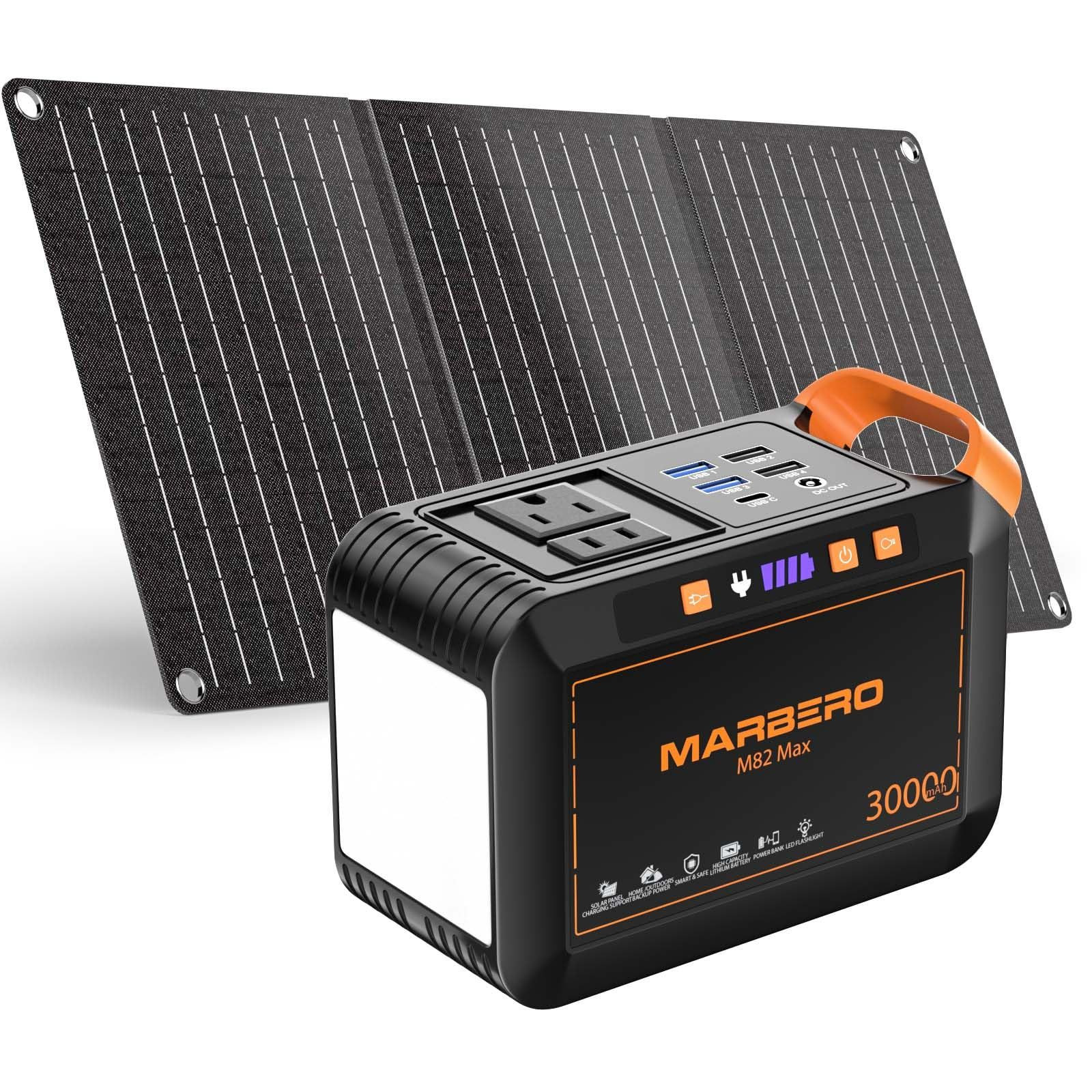 MARBERO 111Wh Solar Generator with Panels Included Panel Kit Red Black