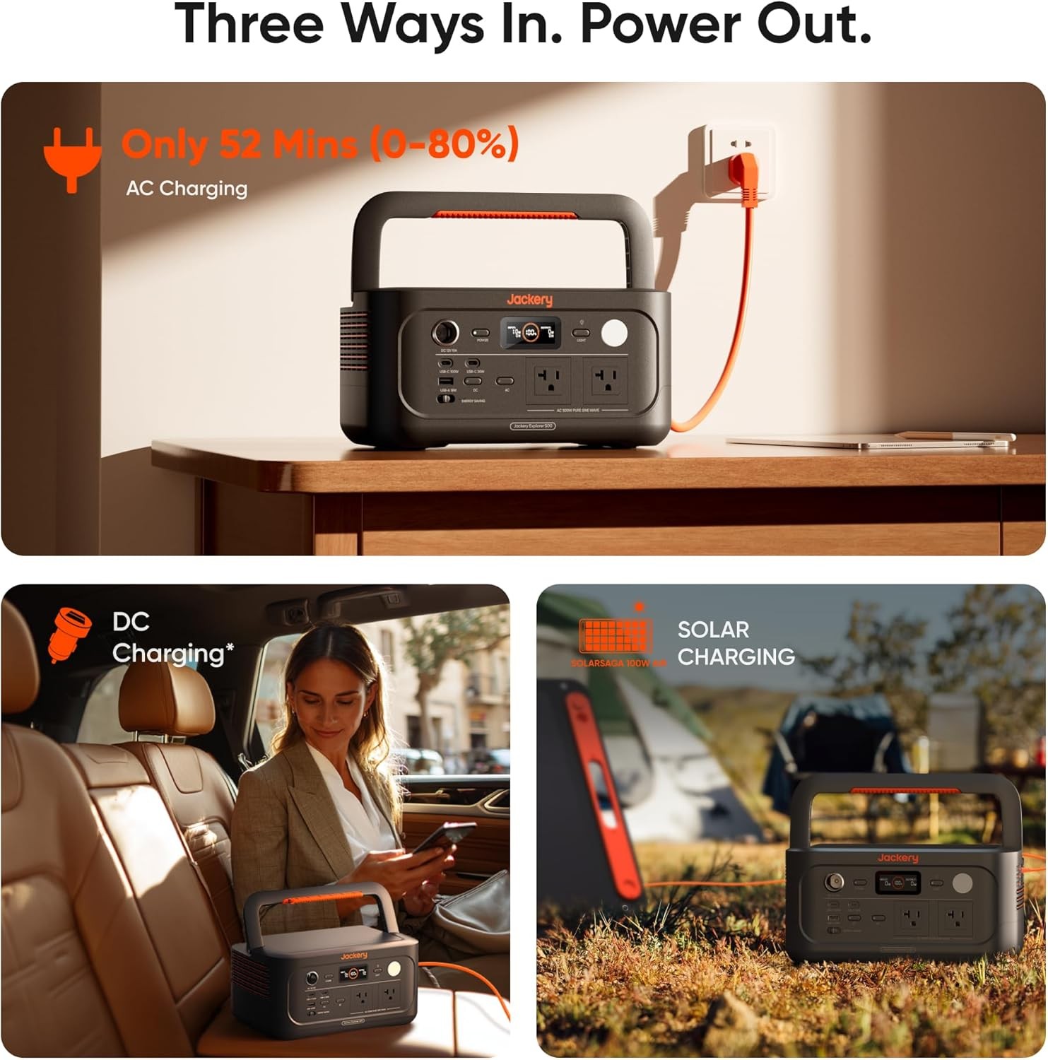 Jackery Explorer 500 Black 518Wh Lightweight Portable Home Backup Power Station