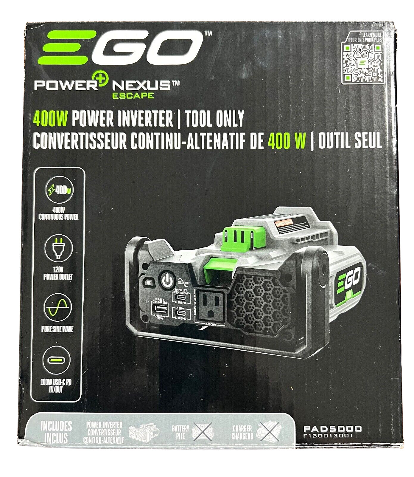EGO POWER+ Portable Inverter, 400W, Power Inverter Generator, Quiet. Battery …