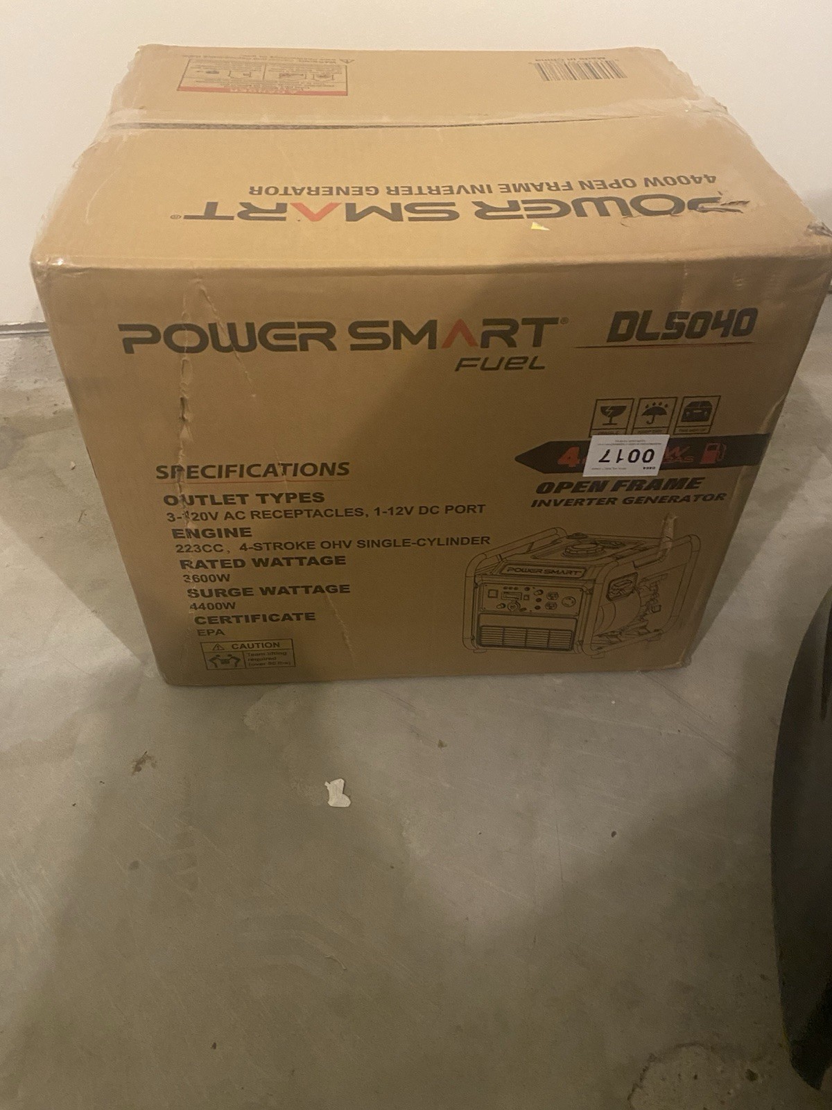 PowerSmart DL5040 Inverter Generator 4400W Open Frame 3x120V 1x12V Brown