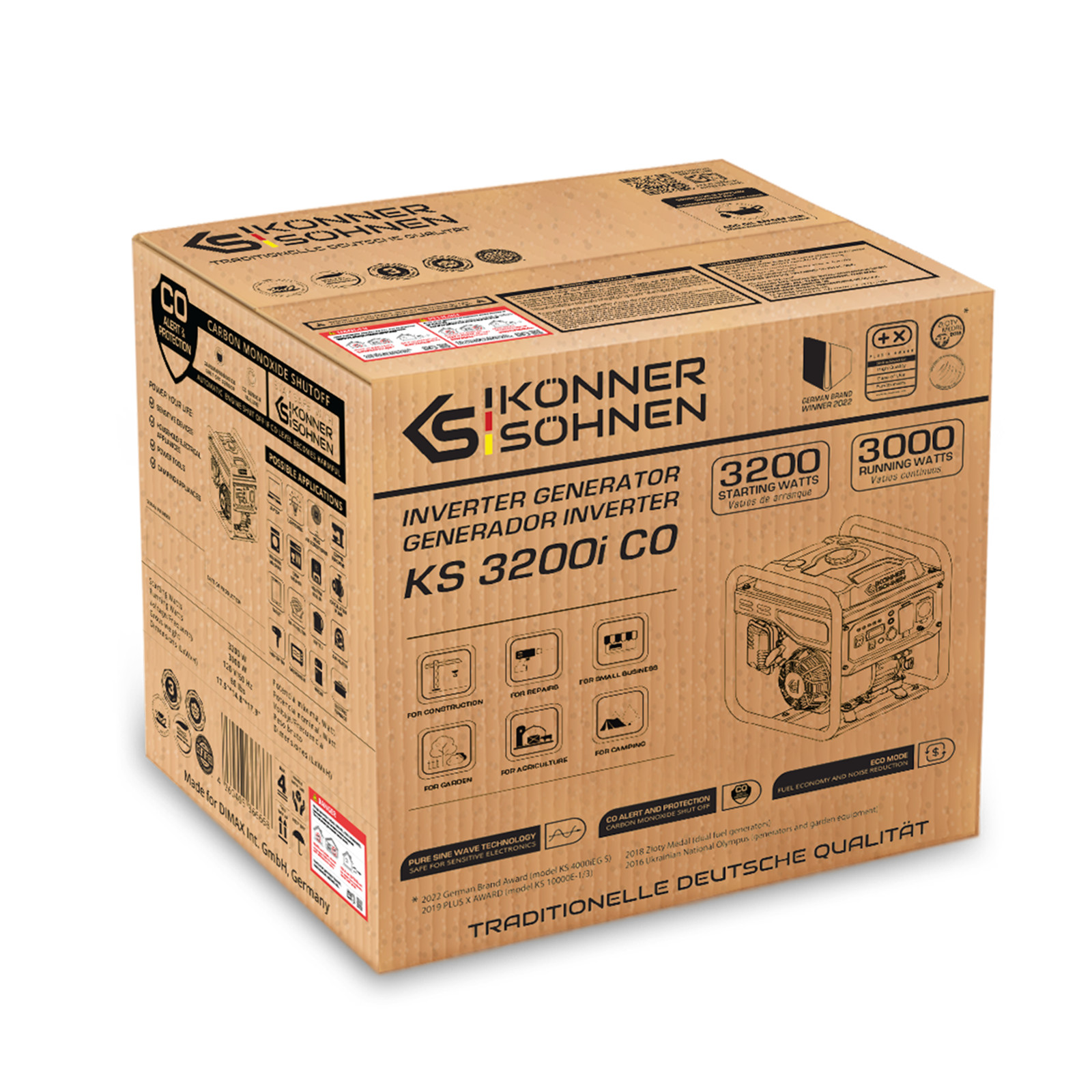 Könner & Söhnen KS 3200i CO portable household gasoline inverter generator
