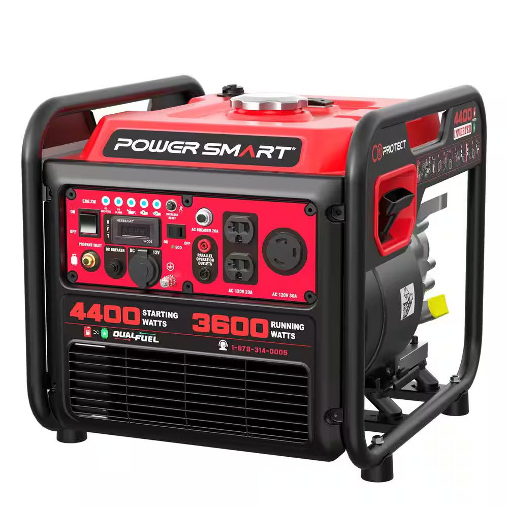 4400-Watt/3600-Watt Dual Fuel Inverter Generator Pull Cord Start with CO Protect
