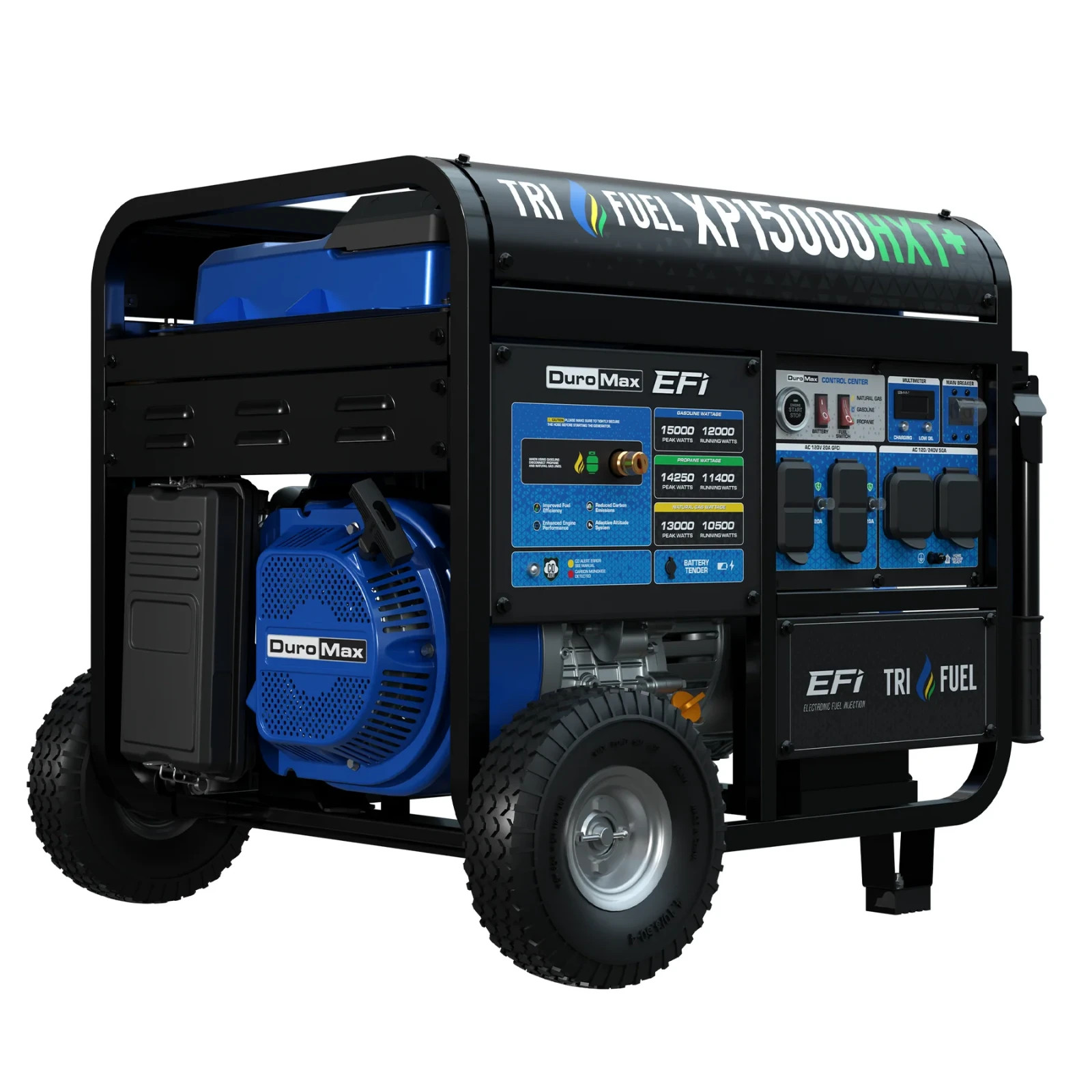 DuroMax XP15000HXT+ 15,000 Watt Tri Fuel Portable Generator Natural Gas Propane