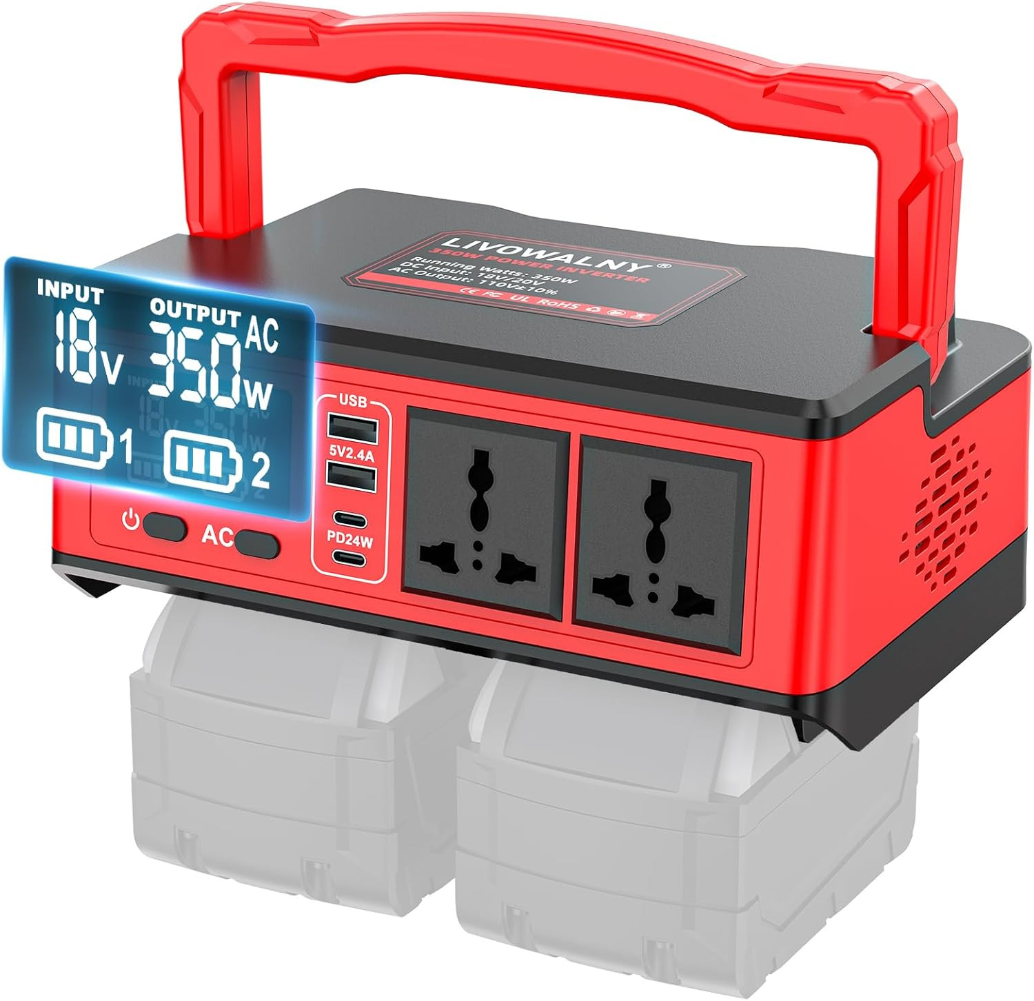 350W Power Station Compatible with Milwaukee: Portable Generator DC 18V to AC 1