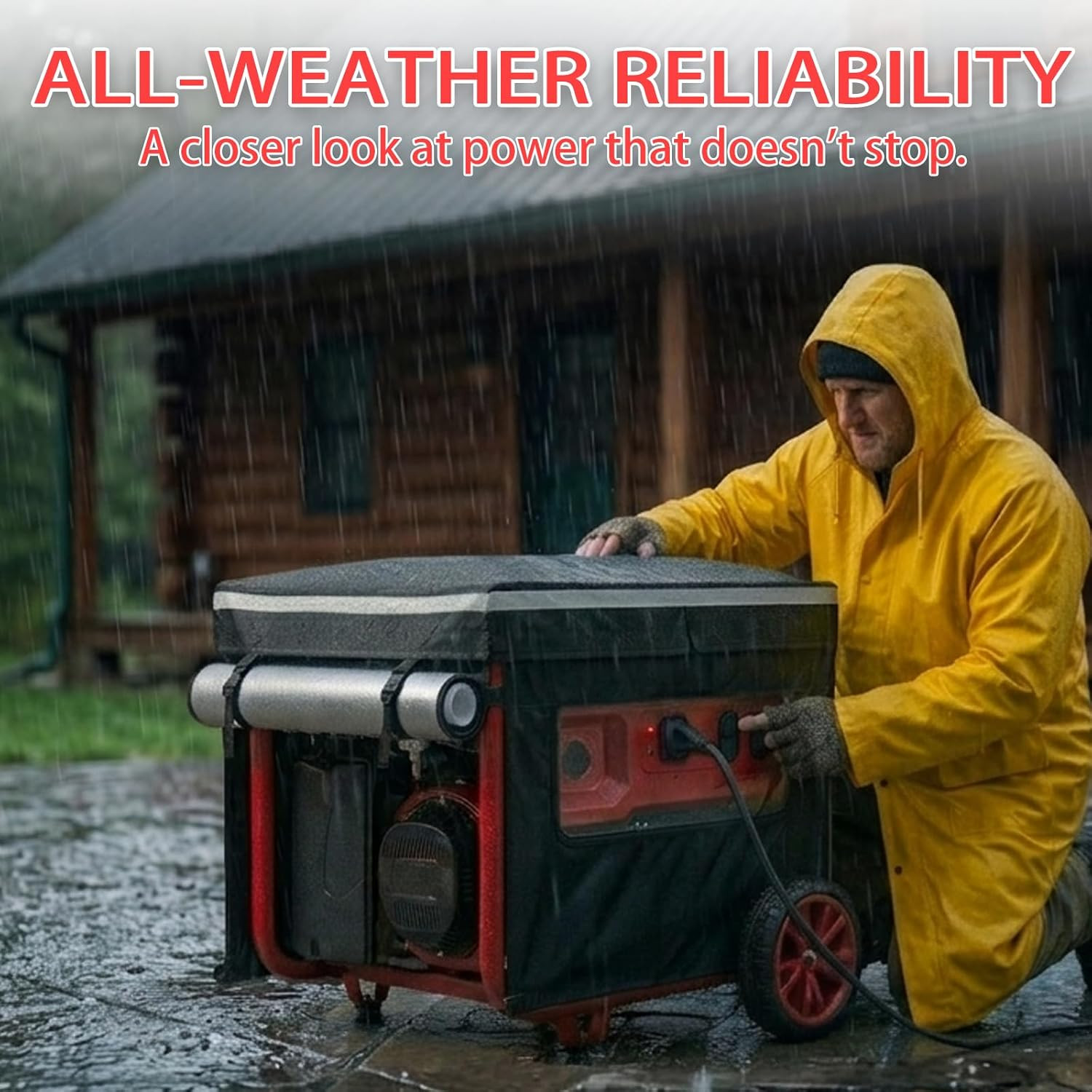 Generator Covers While Running, 32”L×24”W×24”H, Waterproof, Black | 600D Oxfo