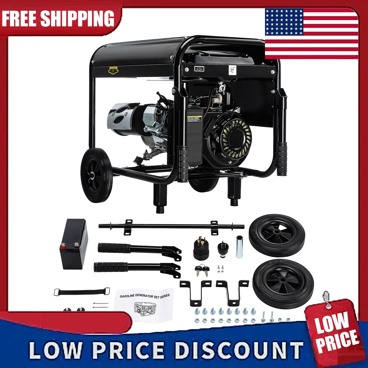 Home Backup Generator 3000W Mobile Petrol Generator Fuel Efficient