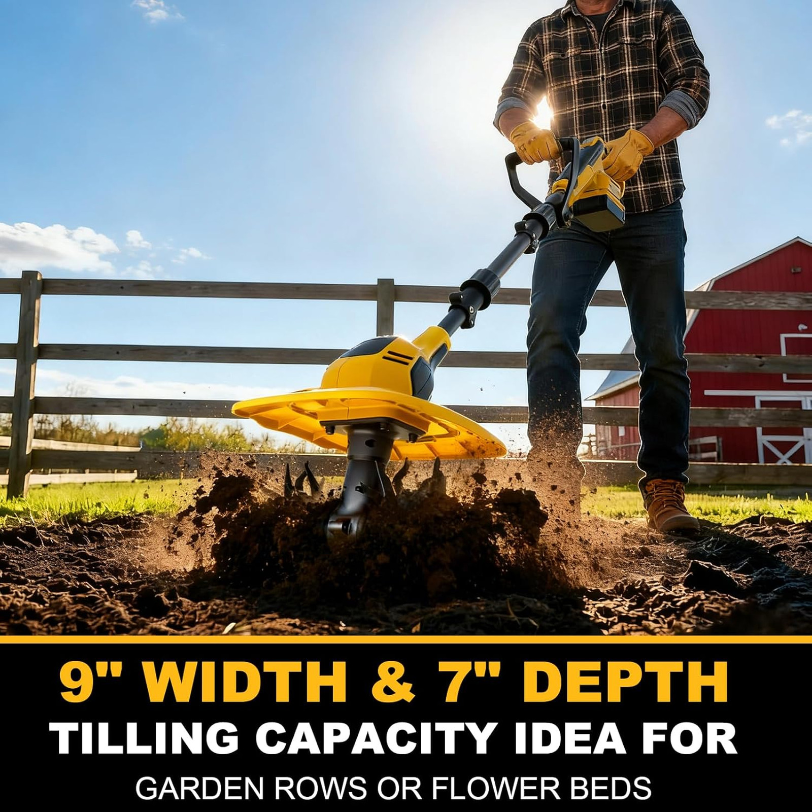 20V Cordless Garden Tiller Cultivator – Compatible with DeWalt 20V MAX