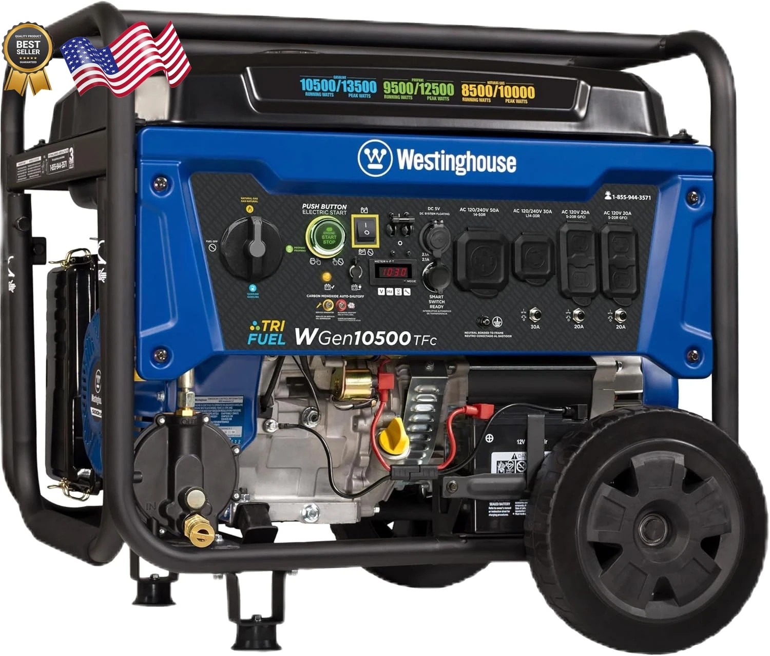 Westinghouse 13500 Peak Watt Tri-Fuel Home Backup Portable Generator Remote US