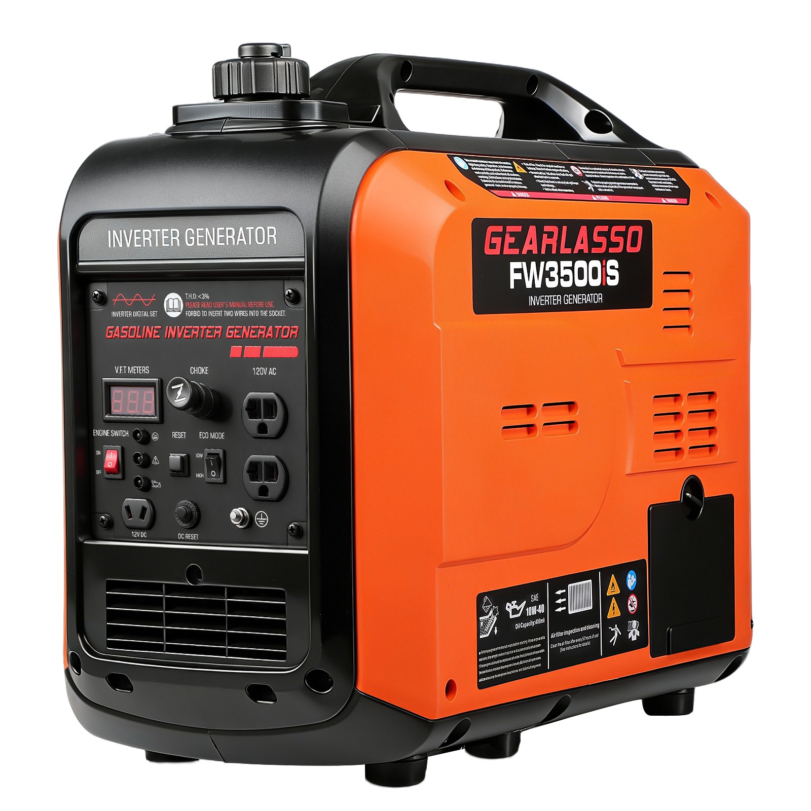 5000W Portable Inverter Generator Gas Powered Quiet for Home Backup Construction