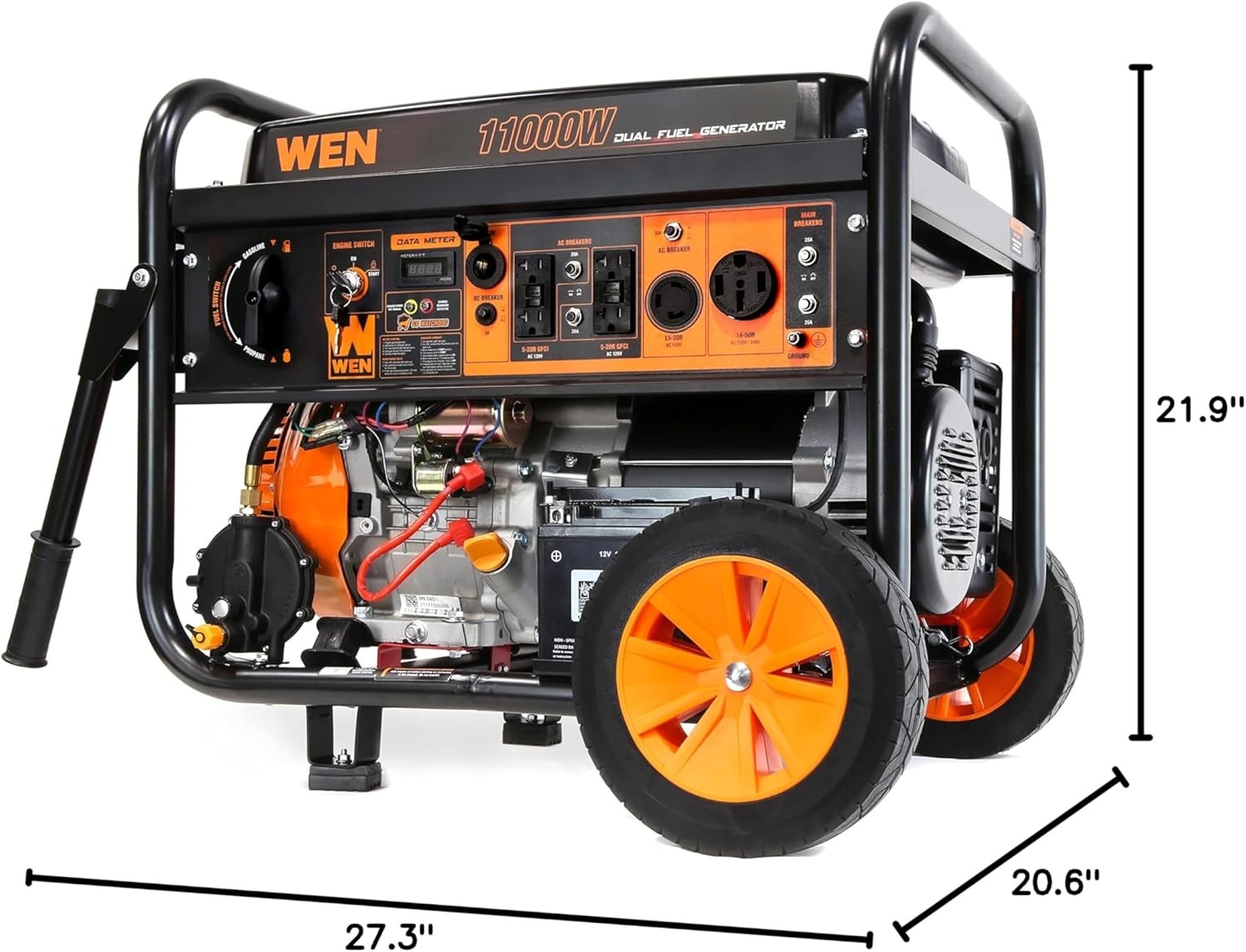 WEN 11,000-W Hybrid Portable Dual Fuel Generator with Electric Start, CO Sensor