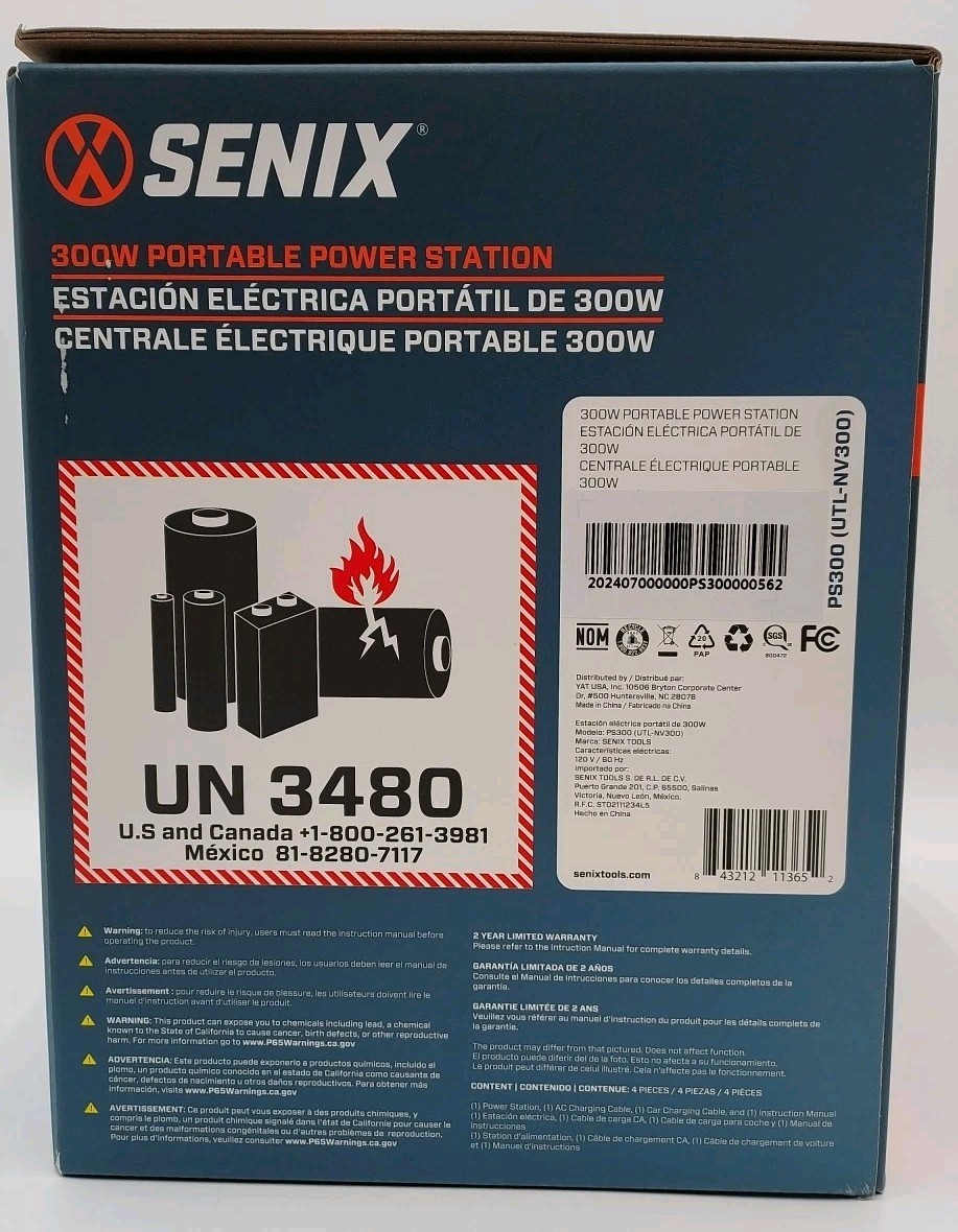 Senix 300W 600W Peak Portable Power Station Inverter Generator PS300 (I2-B3)
