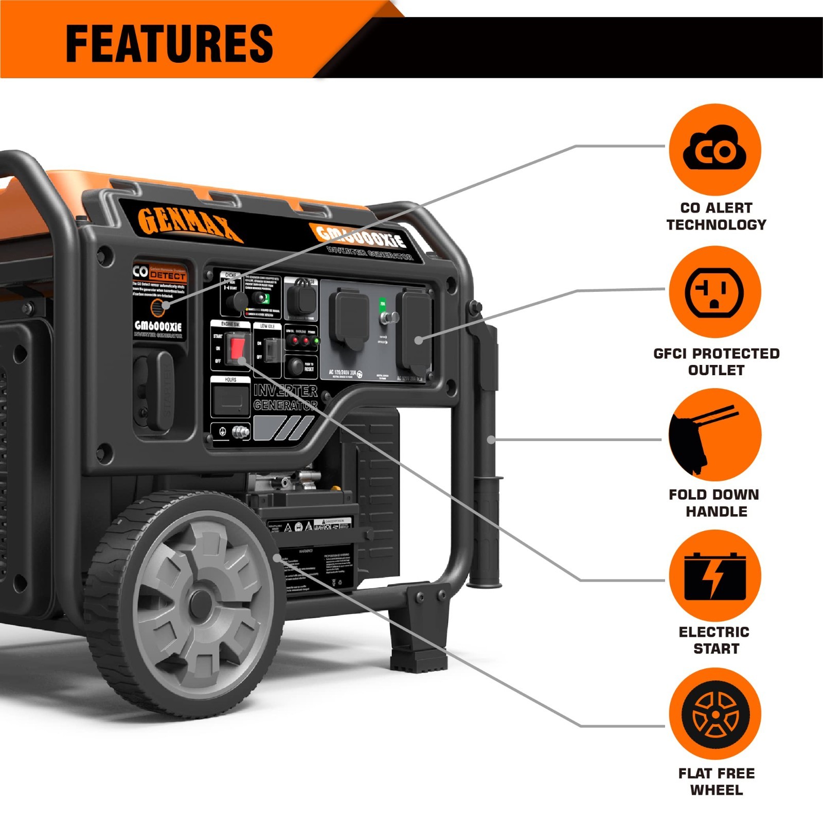 GENMAX GM3500XI 3500W Portable Inverter Generator Gas Powered