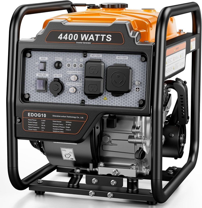 4400 Watt Open Frame Inverter Gas Powered Portable Generator for Home Backup