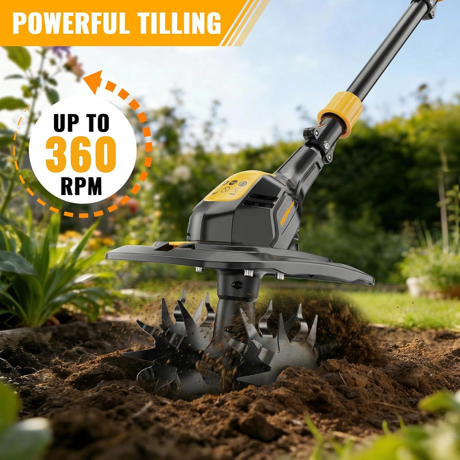 Cordless Garden Tiller Compatible with Dewalt 20V MAX Battery 9 Inch Width 7