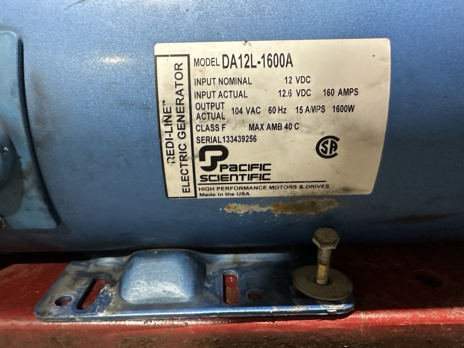 Pacific Scientific Redi Line 12v 1600w Generator