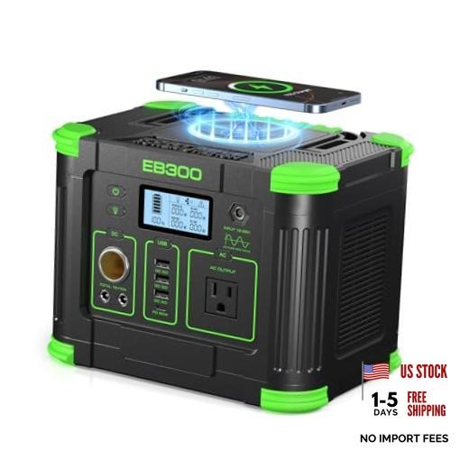 330W Portable Power Station 288.6Wh Solar Generator with USBC PD 60W, Green