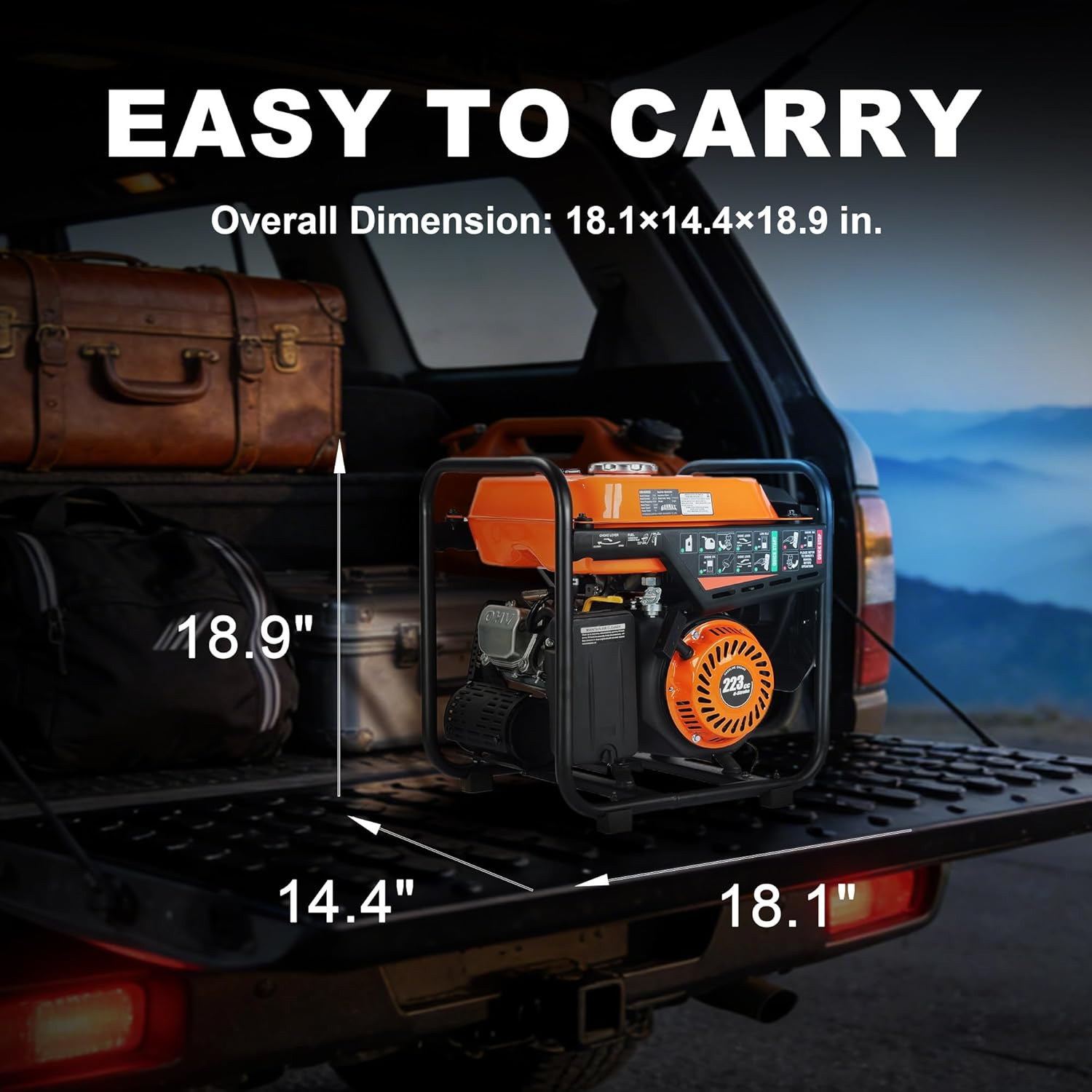 4000W Portable Open Frame Inverter Generator, 223Cc Engine, with 30A RV Outlet,