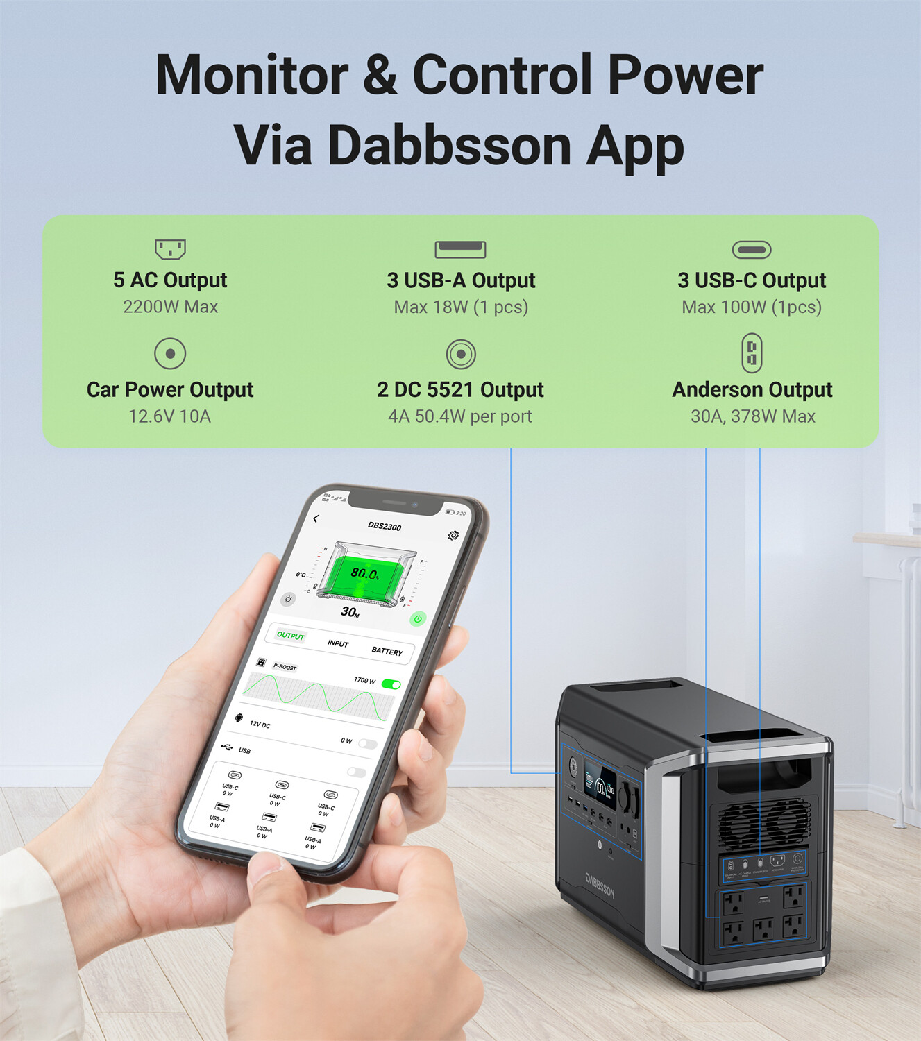 Dabbsson 8330Wh 2200W Portable Power Station Power Outage/Home Backup/Camping