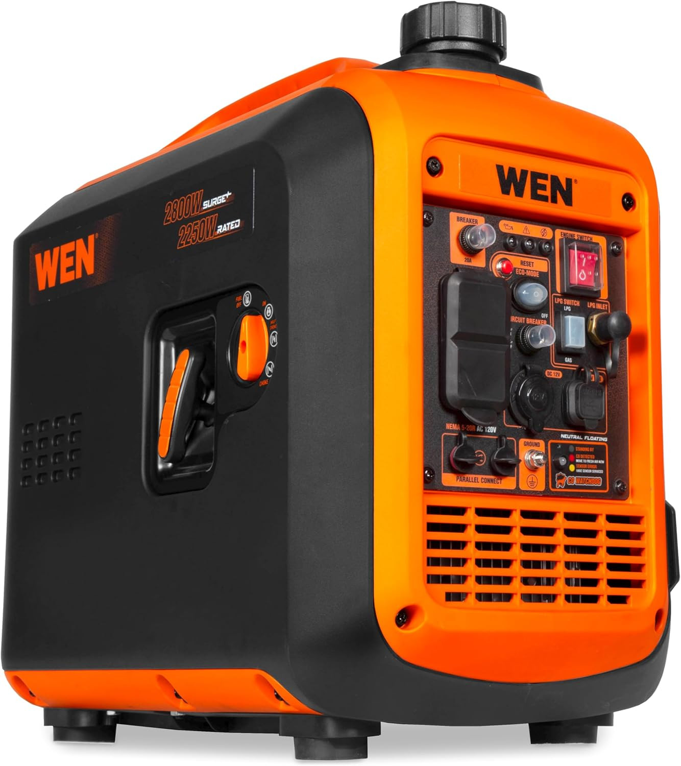 WEN 2,800-W Quiet Portable Dual Fuel Inverter Generator, Lightweight, CO Sensor