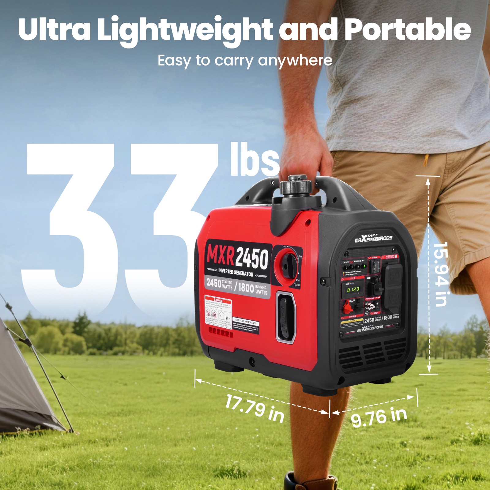 2.4KW Lightweight 15kg Gas Inverter Generator for RV Boondocking & Travel