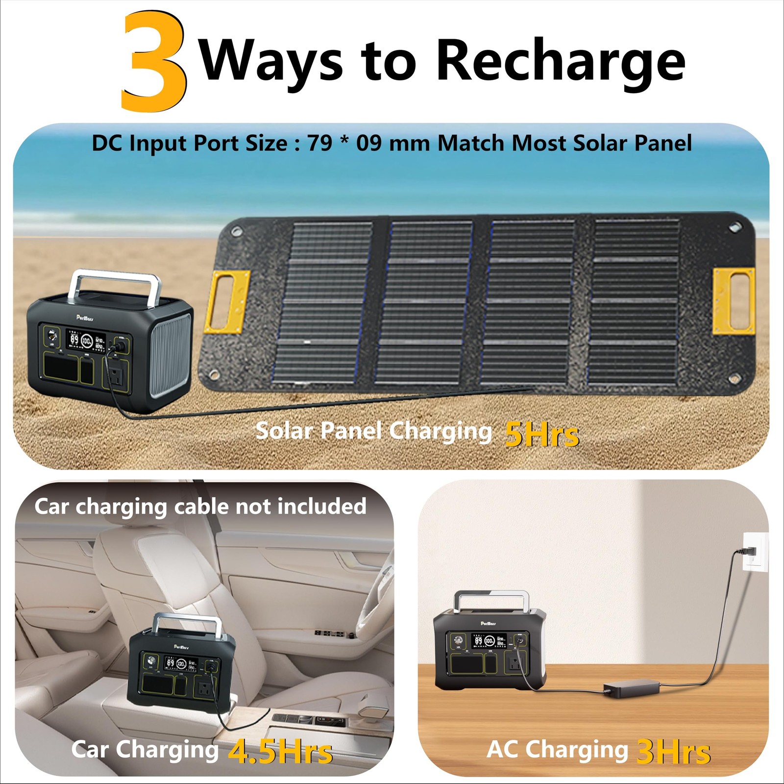 Purmars Portable Power Station 300W(Peak 500W),288Wh (90,000mAh) Solar…