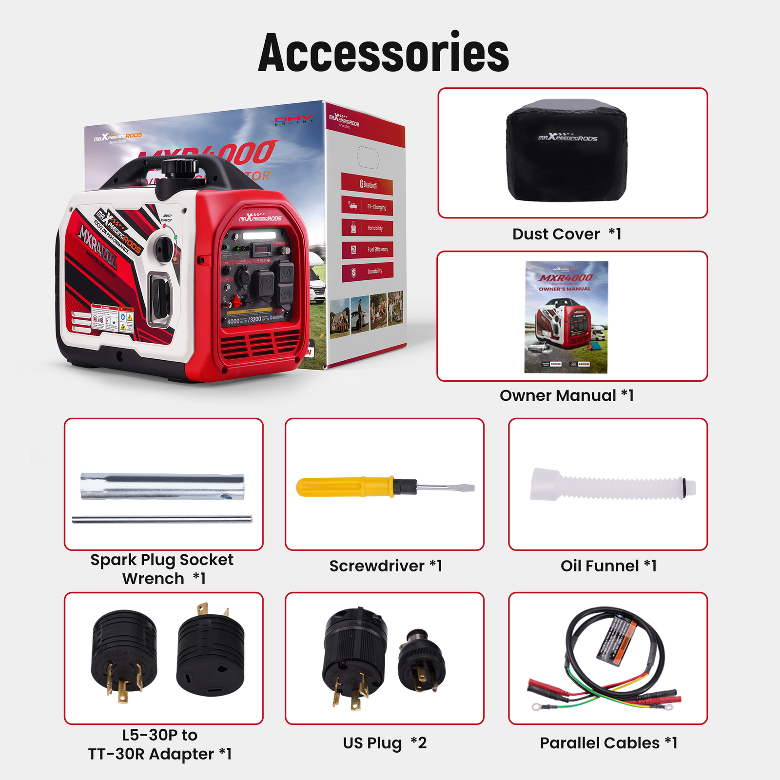 Quiet 4000 Watt Generator Portable Pure Sine Wave with Bluetooth CO Alert