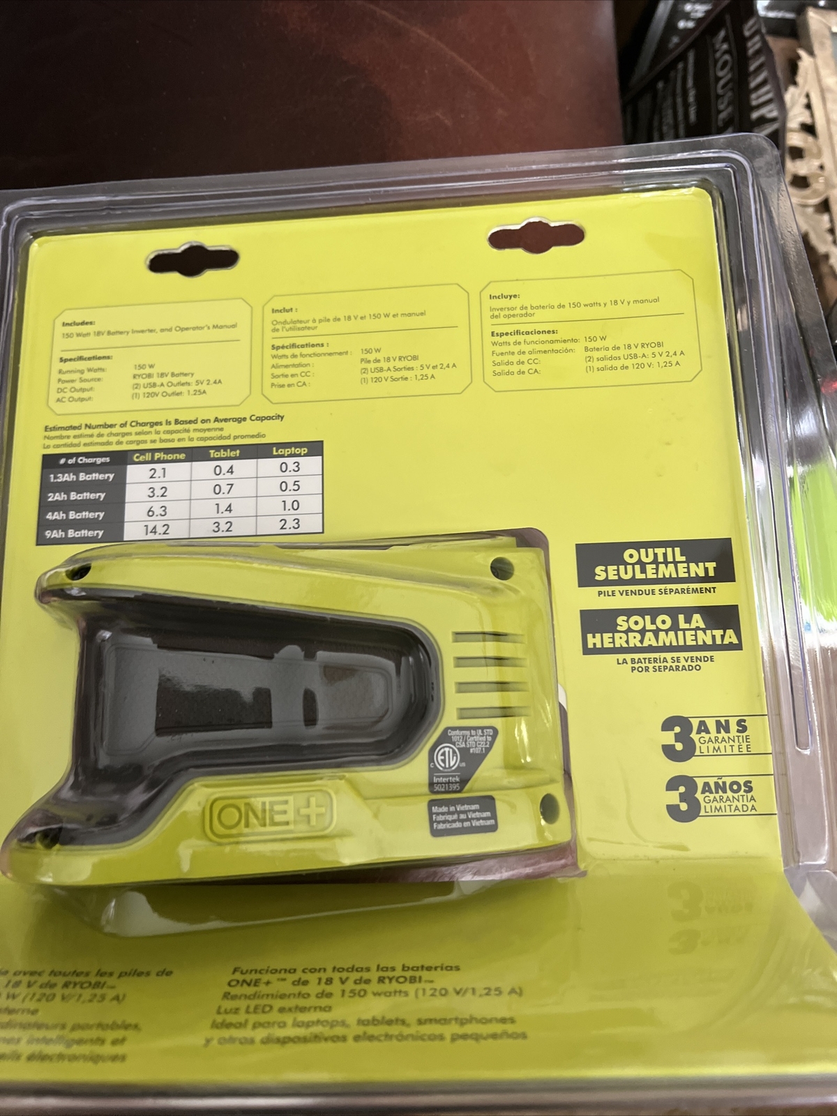 Ryobi RYI150BG ONE+ 18V 150 Watt Battery Inverter Tool Only