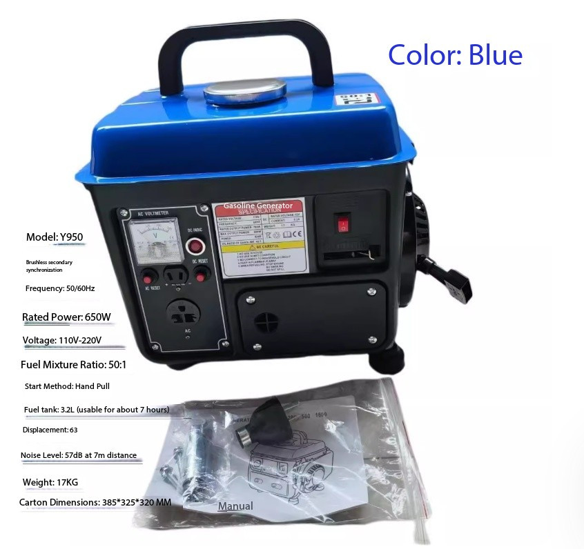 Single-Phase 950W Gasoline Generator for Home Use, 110V/220V Emergency Power
