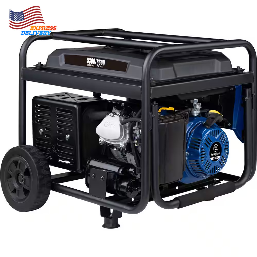 6600/5300-Watt Gas Powered Portable Generator w/Electric Start 120/240V Outlet