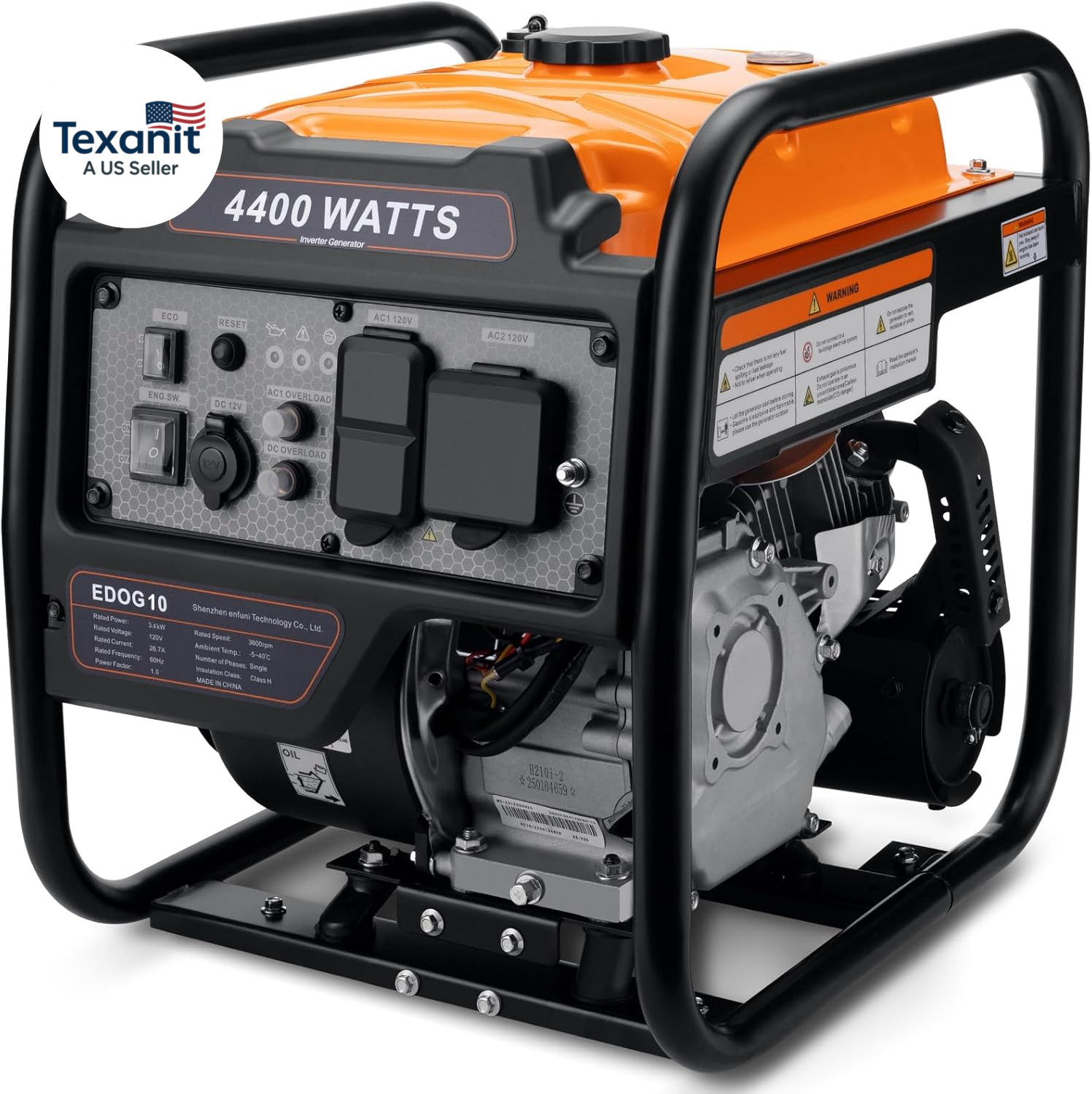 Power Equipment 4400 Watts Inverter Generator Gas Powered, Portable Open Frame G