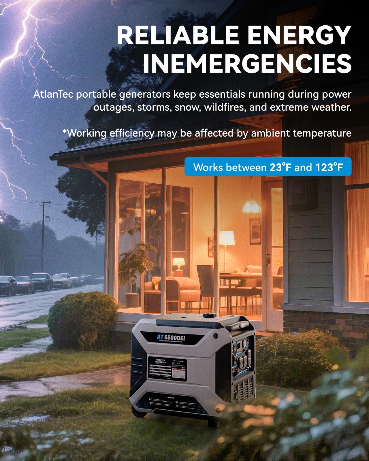 6500W Dual Fuel Inverter Generator, Remote & Electric Start, Quiet Portable