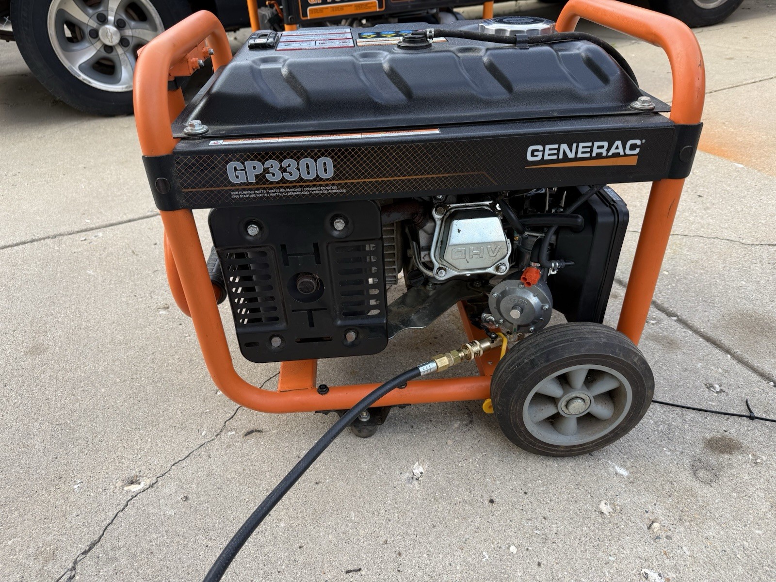 Generac GP3300 Tri-Fuel Power Generator w/ Wheels,Home Backup, Orange/Black