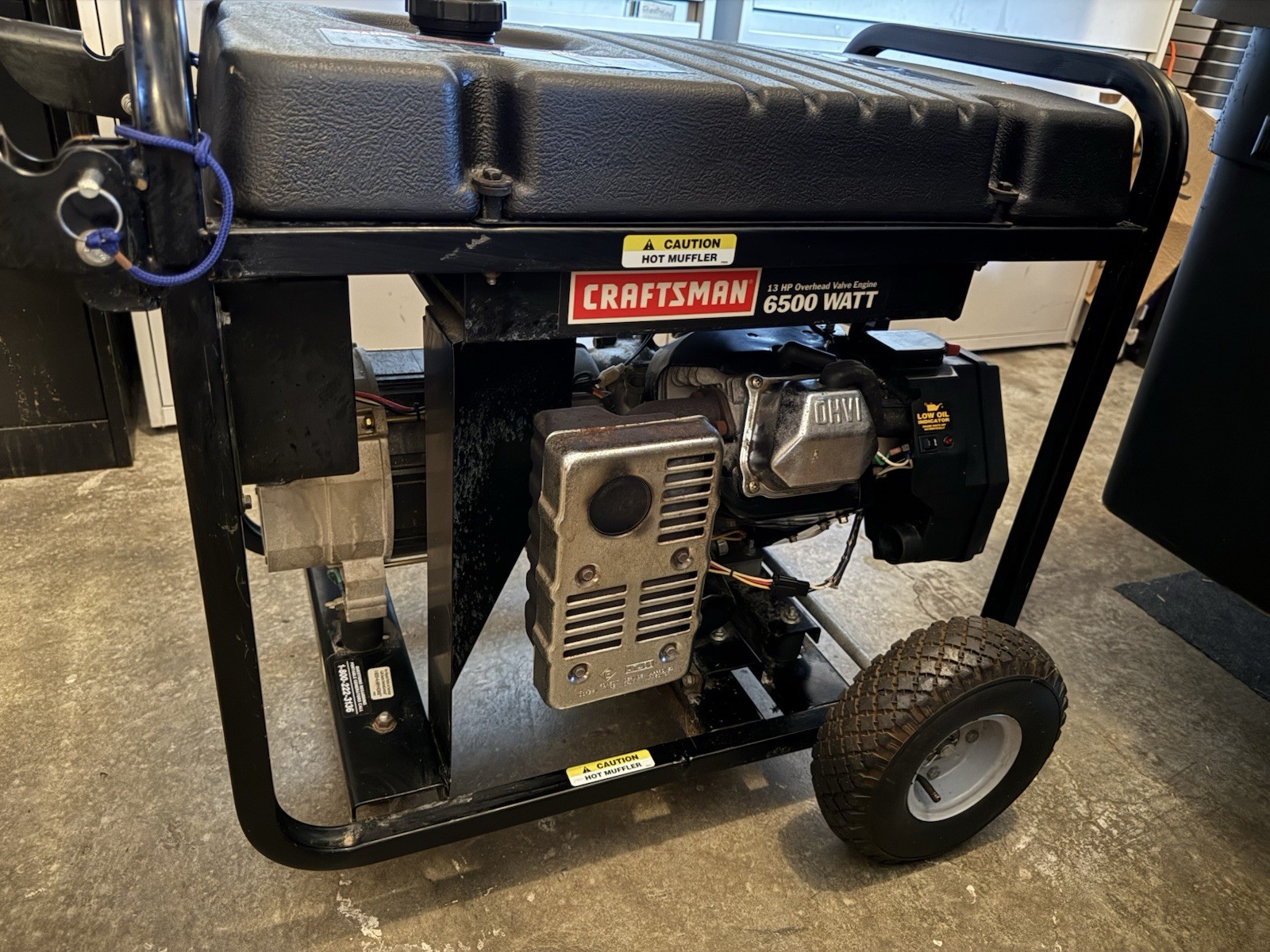 Craftsman 6500W Portable Generator Black, 120/240V, 12V, 2x120V Outlets. 13 HP