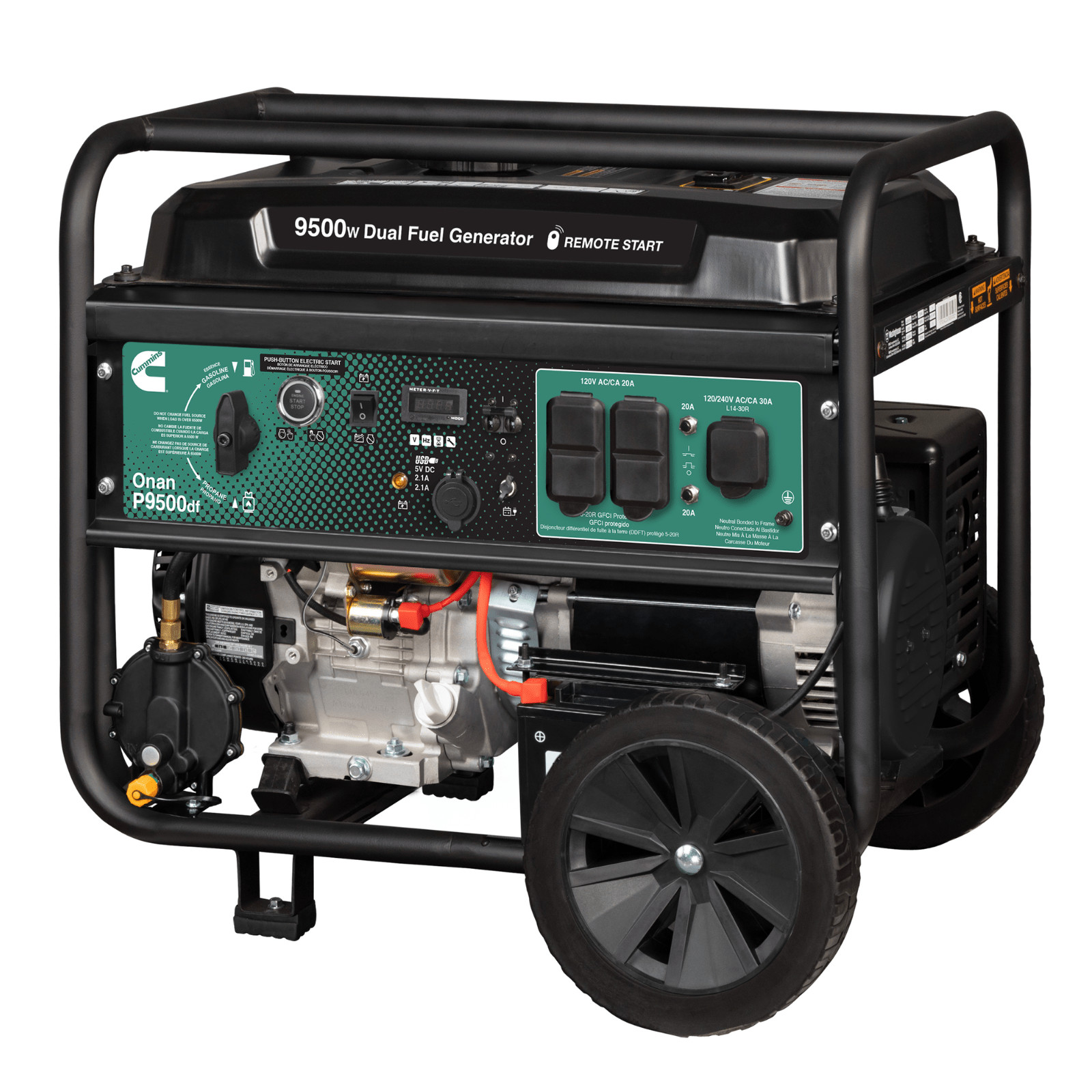 Cummins Onan 9500 Watt 49S Dual Fuel Portable Generator Remote Start Power
