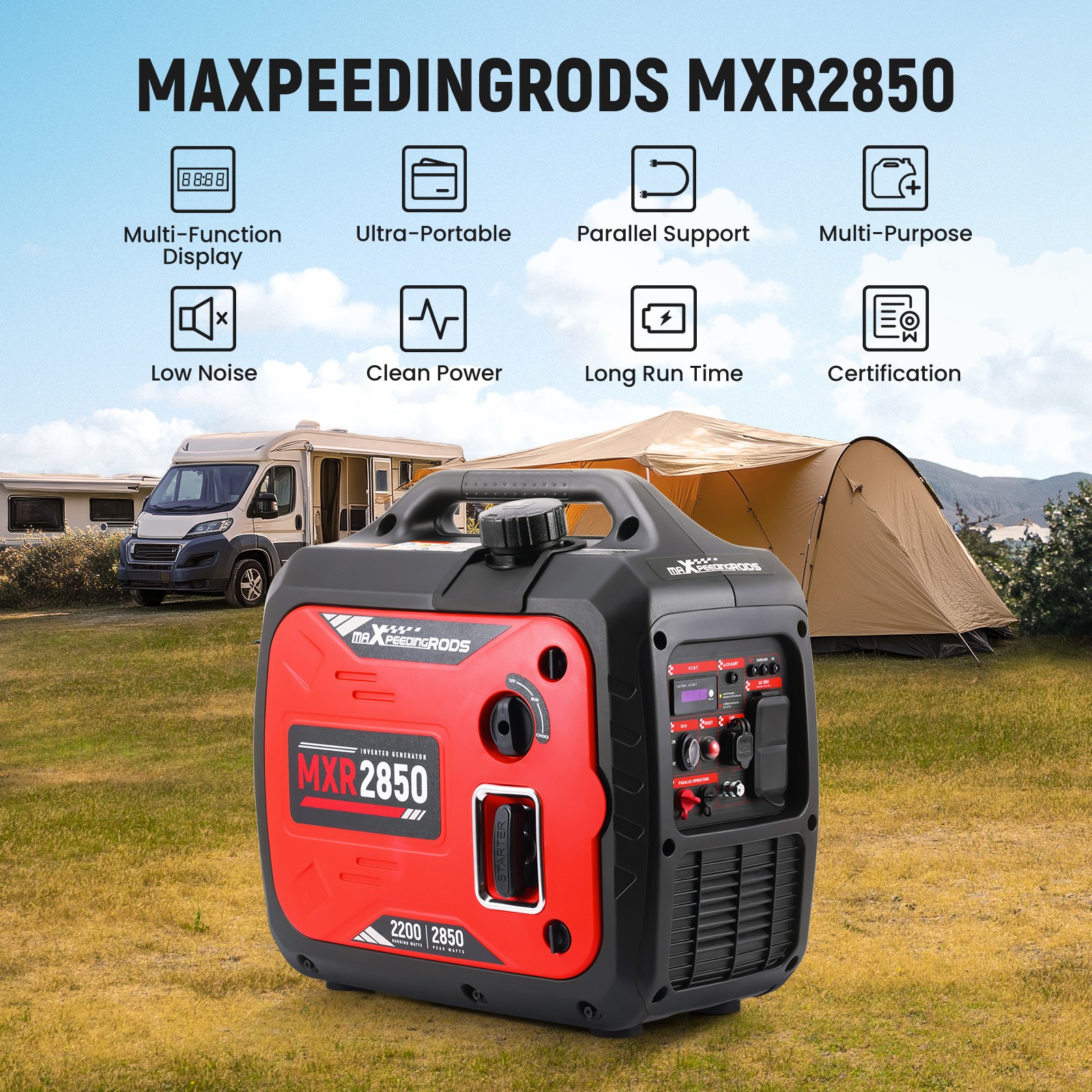 2850W Gasoline Portable 18kg Inverter Generator Quiet 60dB for Outdoor Party