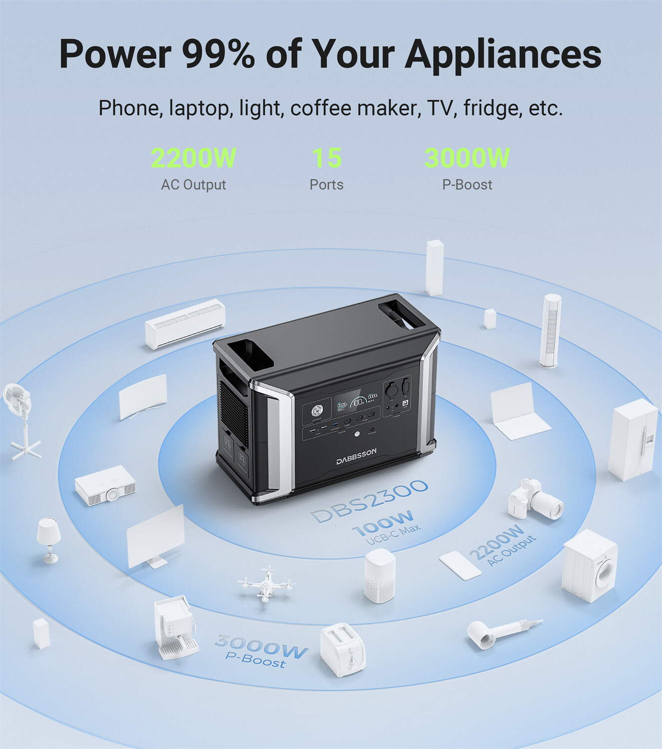 Dabbsson 8330Wh 2200W Portable Power Station Power Outage/Home Backup/Camping