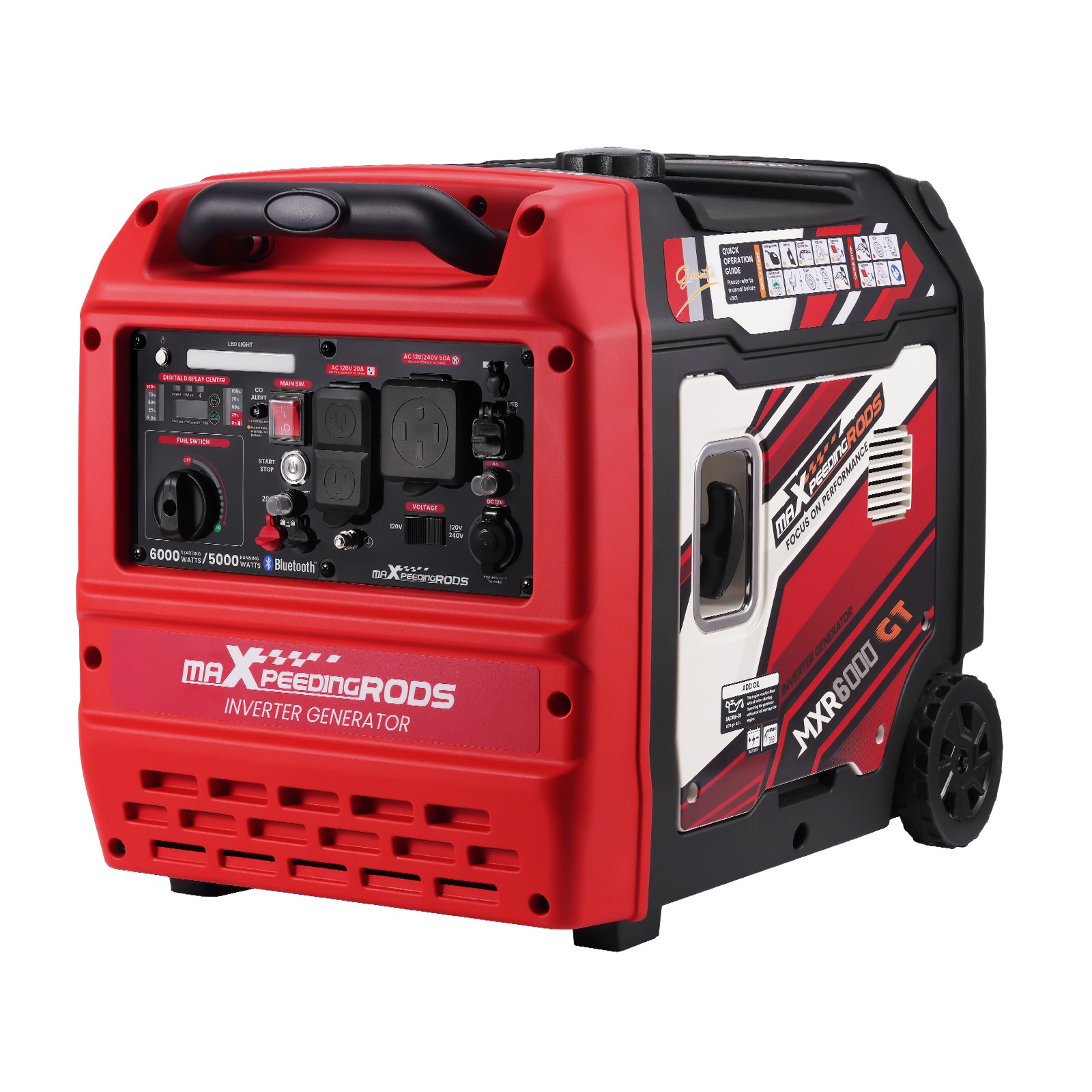 6KW 120V/240V Inverter Generator with Wheels APP/Electric Start Home Backup