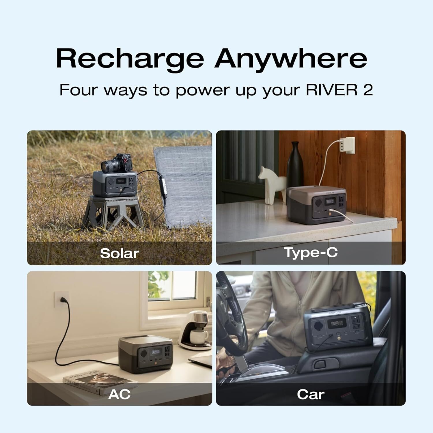 Portable Power Station 256Wh LiFePO4 Battery/1Hour Fast Charging Solar Generator