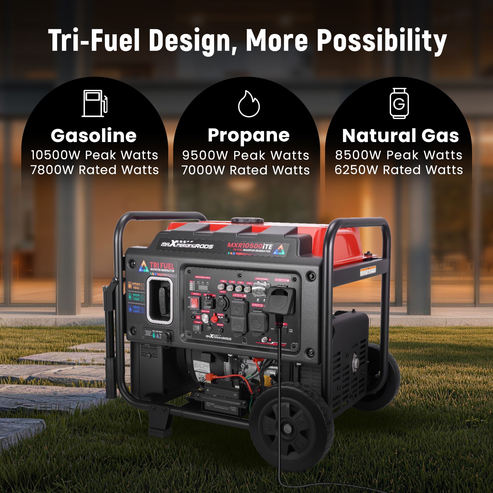 10500W Tri Fuel Inverter Generator Electric Start 120V/240V For Home Backup