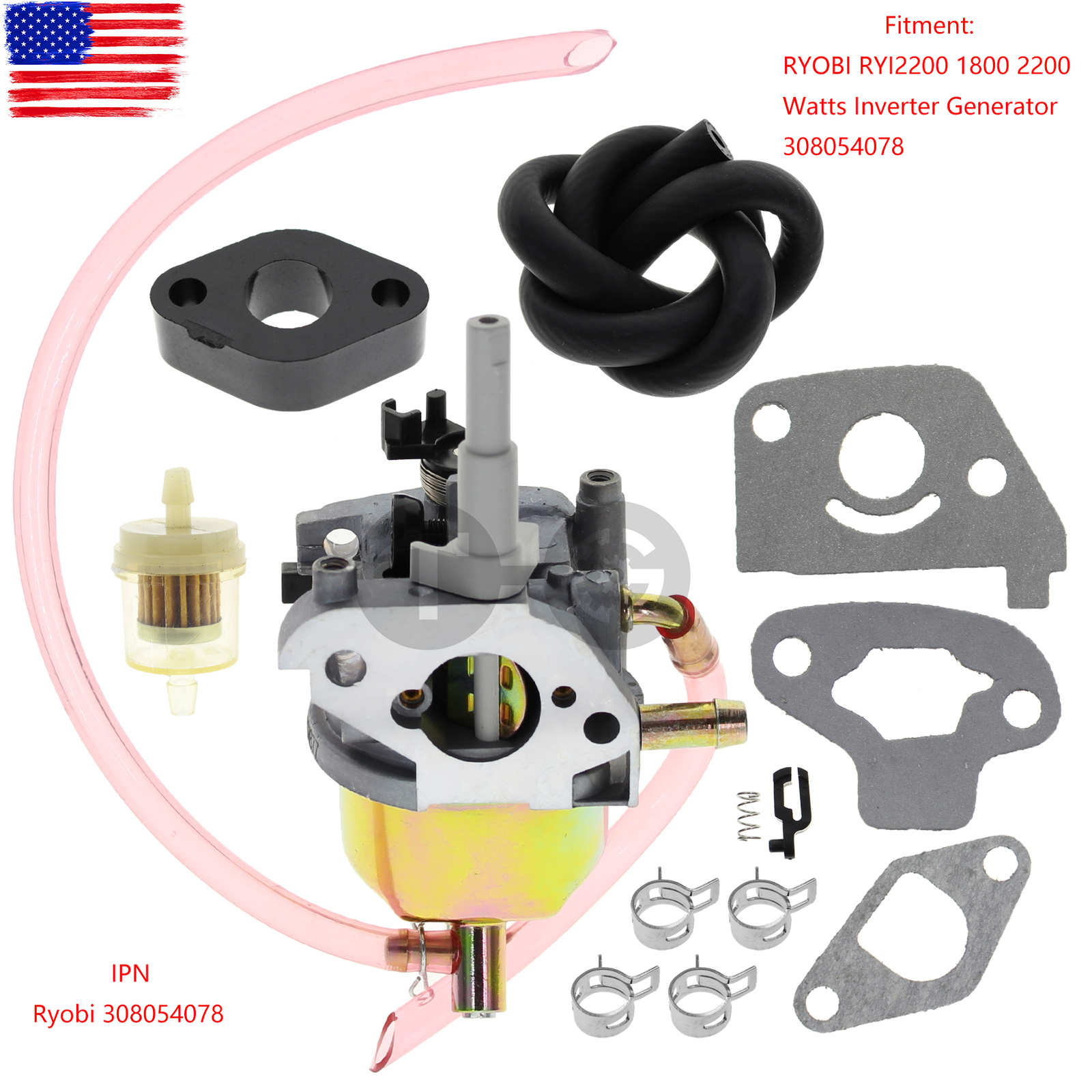 For RYOBI RYI2200 1800 2200 Watts Inverter Generator 308054078 Carburetor Carb