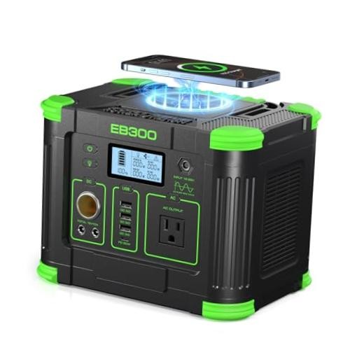 330W Portable Power Station 288.6Wh Solar Generator with USBC PD 60W, Green