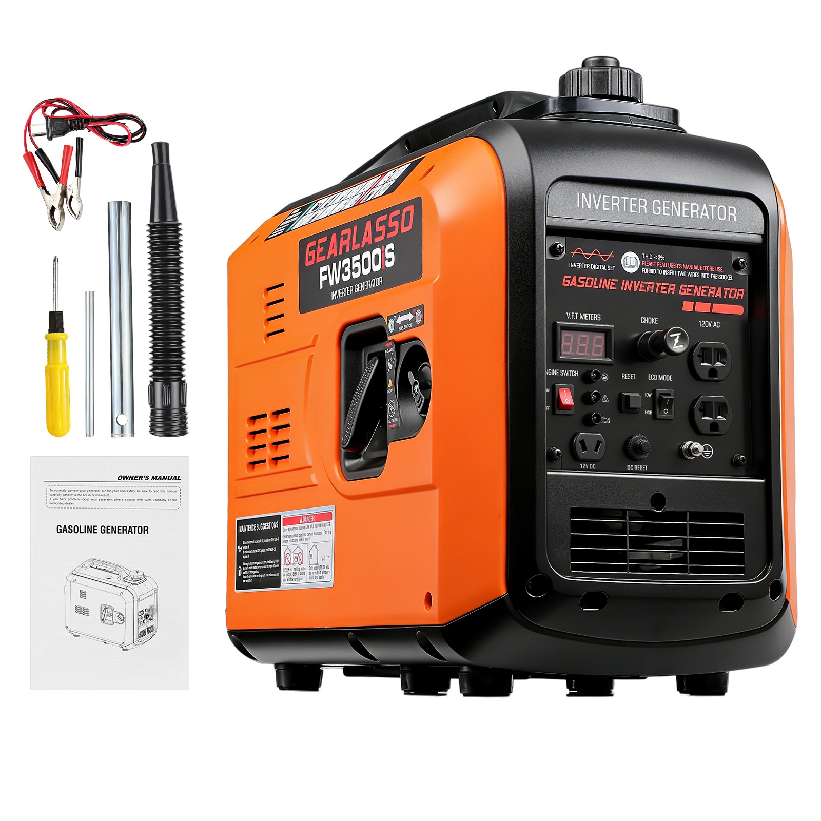 5000W Portable Inverter Generator Gas Powered Quiet for Home Electric Start