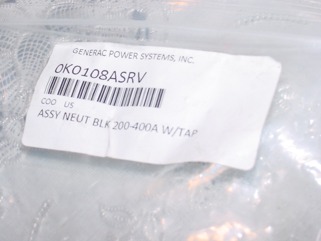 Generac 0K0108ASRV Assembly, Neutral Black, 200-400 Amps, With Tap, NEW!
