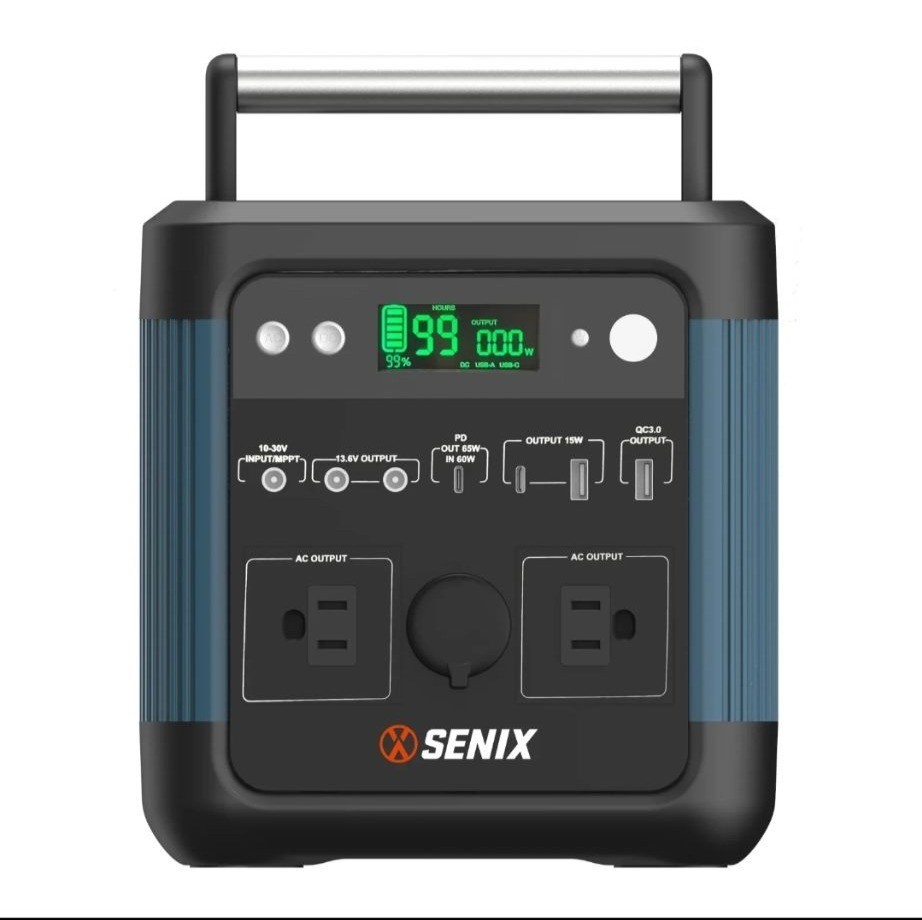 Senix PS600 600W/1200W Peak Portable Power Station 518Wh Pure Sine Wave AC/DC