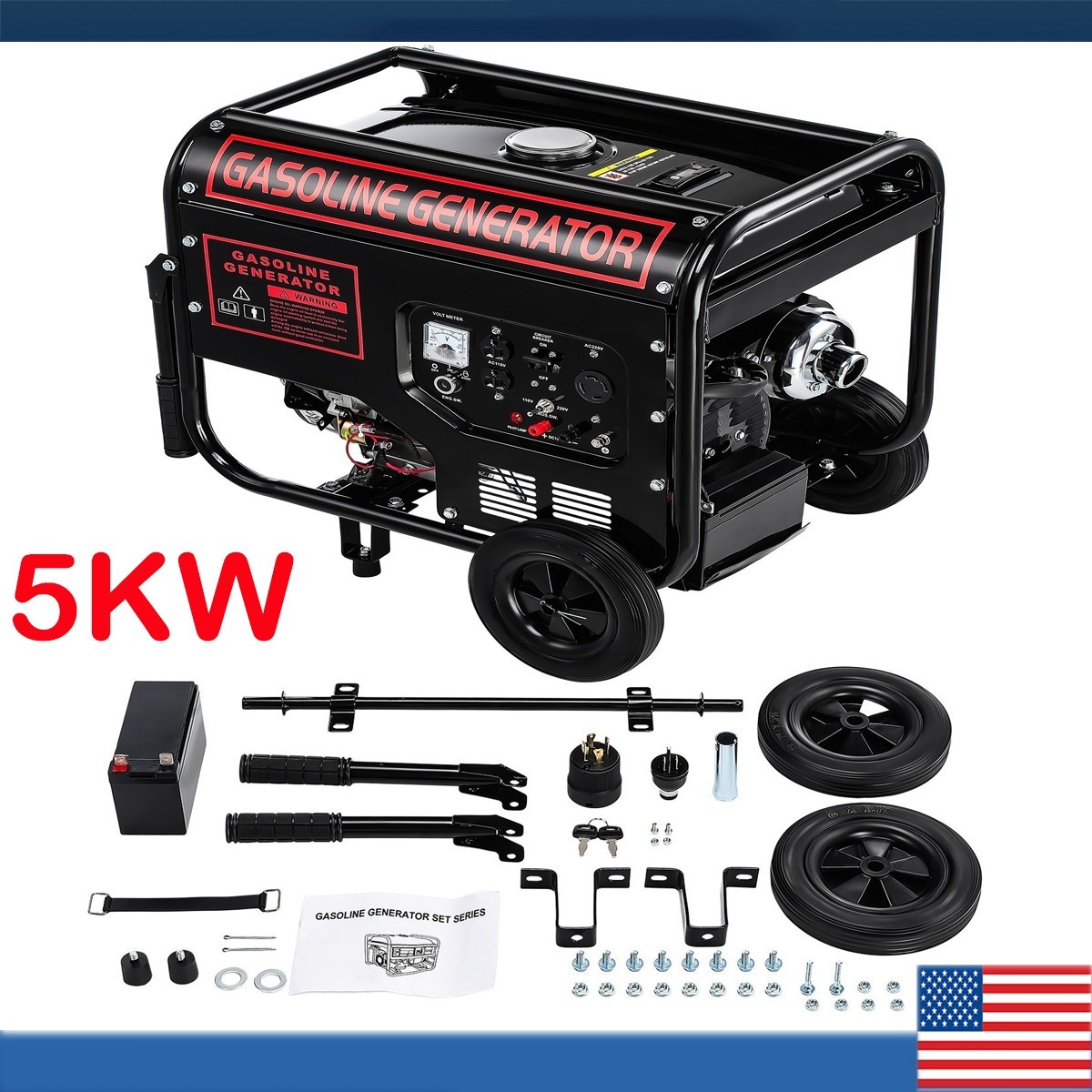 Gas Powered 6KW Portable Inverter Generator Quiet 58 dB Home Backup Emergency US
