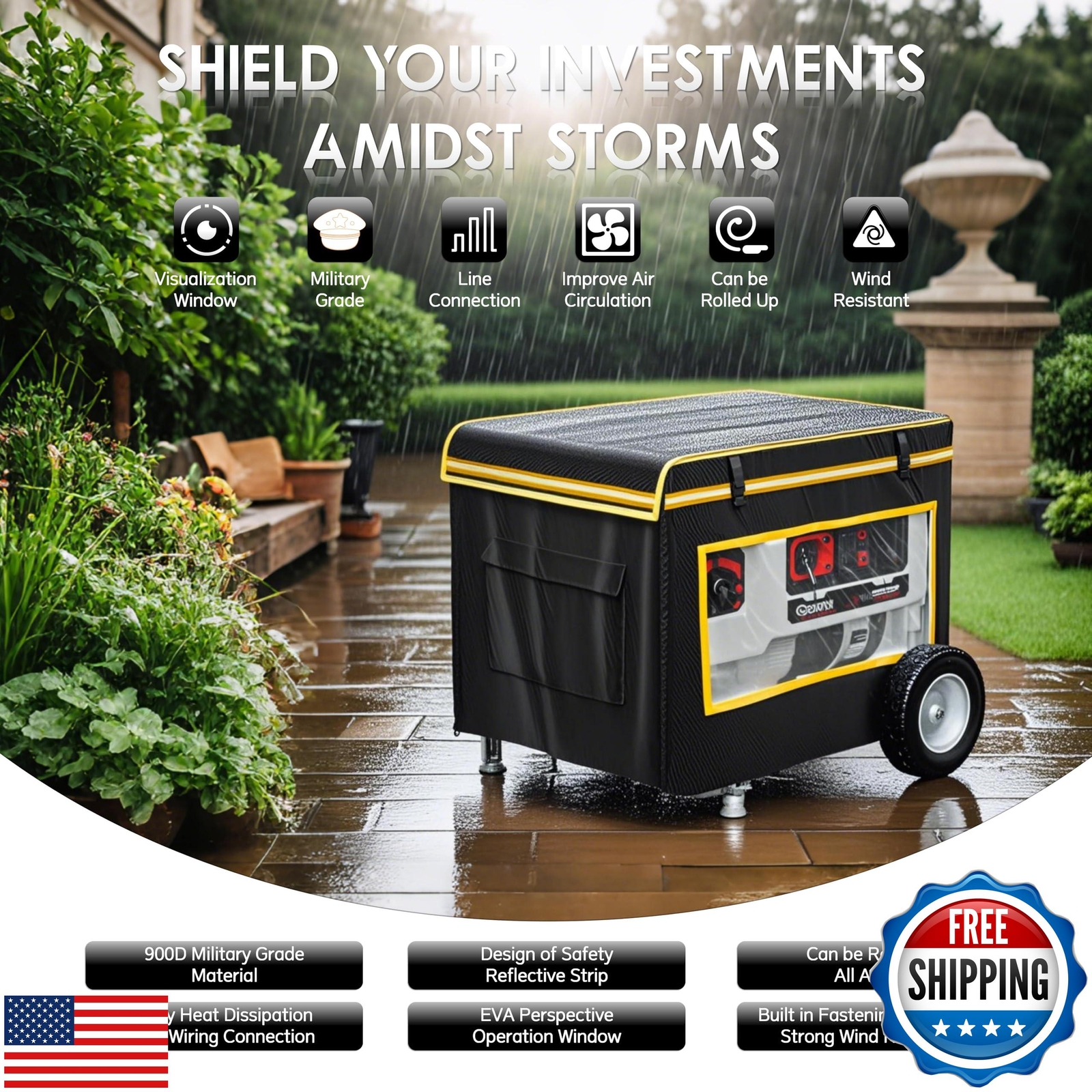 Generator Covers While Running Waterproof, 32″L x 24″W x 24″H Heavy Duty Gene