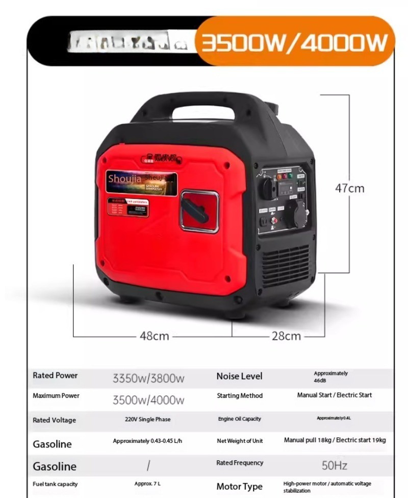 Variable Frequency Gasoline Generator Single-Phase 220V Household Use 2/3 KW/4kW