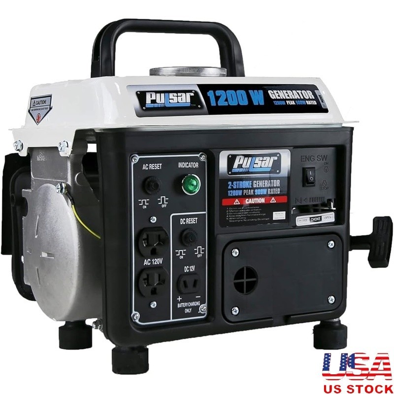 Portable 1200W Gas Generator Recoil Start 2-Stroke Engine Camping Outdoors New