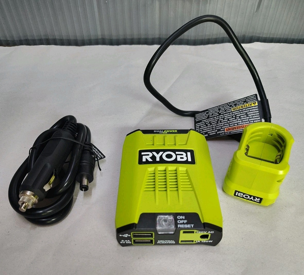 RYOBI 18V 120-Watt 12V Automotive Power Inverter W/ Dual USB Ports RYi120avnm