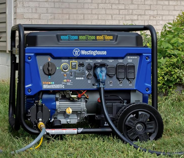 Tri-Fuel Home Backup Portable Generator Remote Electric Transfer Switch Ready HD